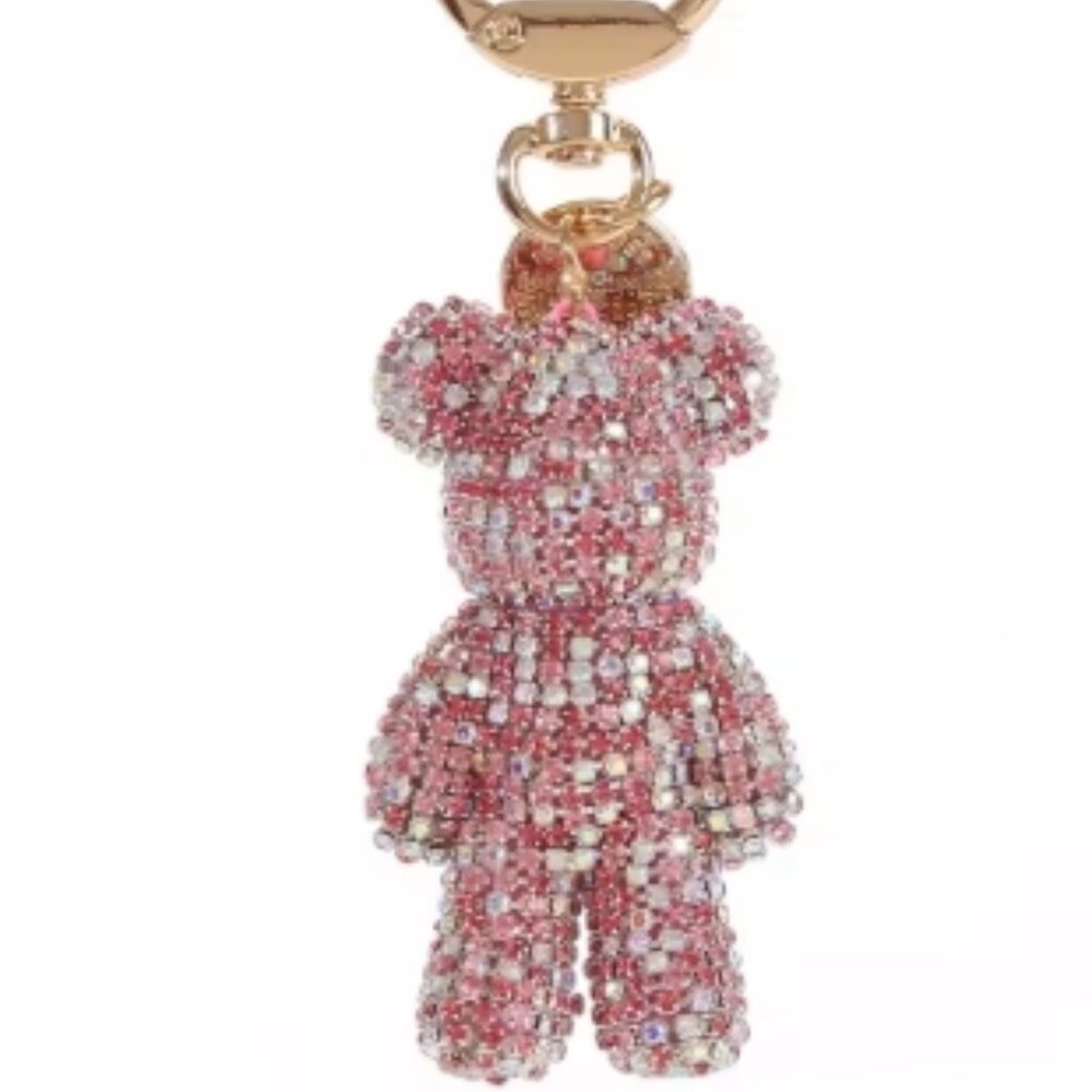 Rhinestone Bear Keychain, Bag Tag, Purse Charm, Keyring